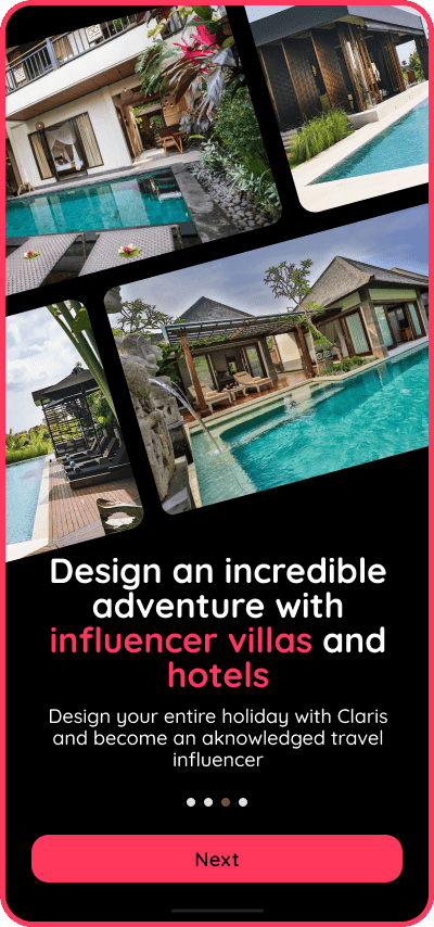 Claris app: discover stays in Bali